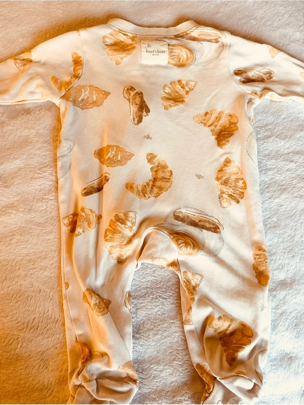 Burt's Bees Cream One-Piece with Croissant Print